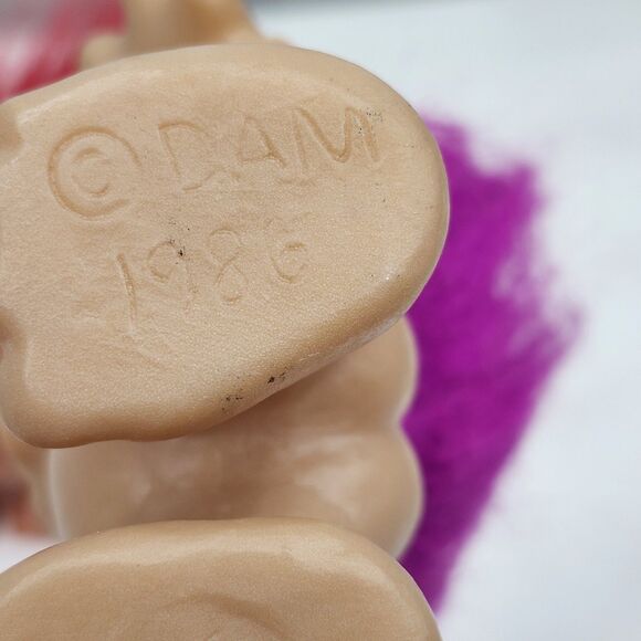 Troll Dolls Vintage 1986 DAM 5" Set of 2 Red Purple Hair Toys Collectibles - Picture 5 of 6